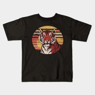 Retro tiger vintage sunset tiger lovers Kids T-Shirt